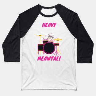 metal drummer cat Baseball T-Shirt
